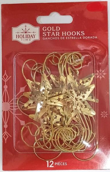 HOLIDAY Time 'Gold Star Hooks' Weihnachtsbaumhänger 12 Teile Import USA